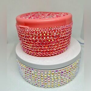 Handmade Bedazzled Rhinestone Denture Bath Storage Case